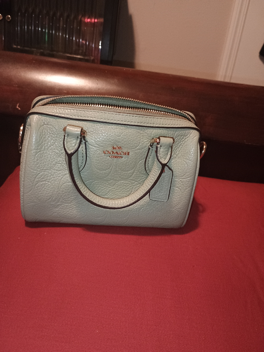 Coach Pistachio Pebbled Leather Satchel with Gold Hardware